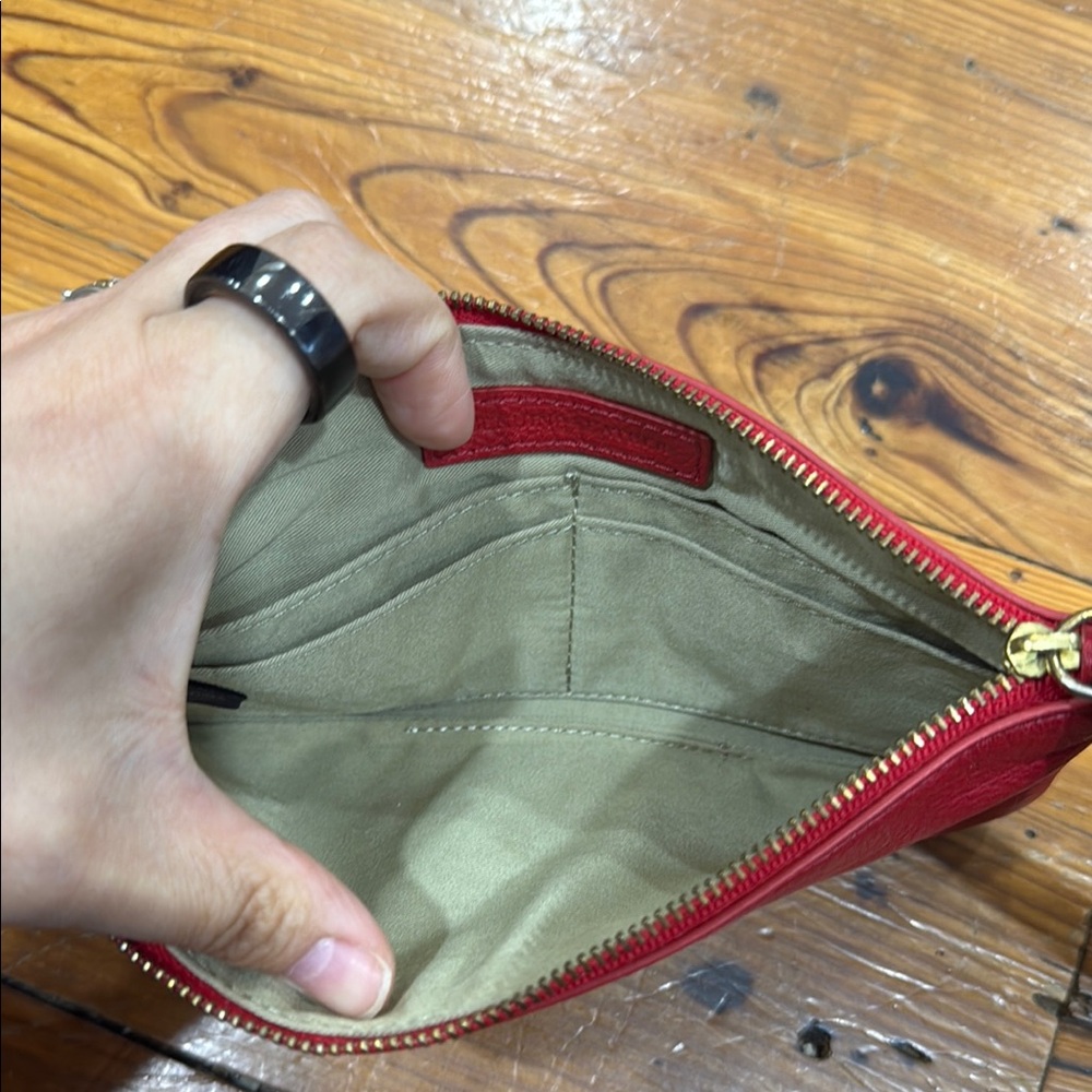 Cynthia Rowley Red Genuine Leather Wristlet Purse Wallet - Picture 8 of 11